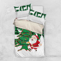 Lebanon Christmas Bedding Set with Santa Claus Reindeer Trees and Festive Knit Pattern - Wonder Print Shop