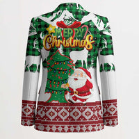 Lebanon Christmas Blazer with Santa Claus Reindeer Trees and Festive Knit Pattern - Wonder Print Shop