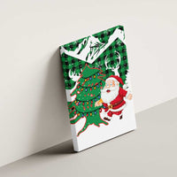 Lebanon Christmas Canvas Wall Art with Santa Claus Reindeer Trees and Festive Knit Pattern - Wonder Print Shop