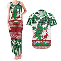 Lebanon Christmas Couples Matching Tank Maxi Dress and Hawaiian Shirt with Santa Claus Reindeer Trees and Festive Knit Pattern - Wonder Print Shop