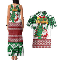 Lebanon Christmas Couples Matching Tank Maxi Dress and Hawaiian Shirt with Santa Claus Reindeer Trees and Festive Knit Pattern - Wonder Print Shop