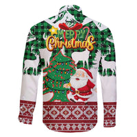 Lebanon Christmas Family Matching Off The Shoulder Long Sleeve Dress and Hawaiian Shirt with Santa Claus Reindeer Trees and Festive Knit Pattern - Wonder Print Shop