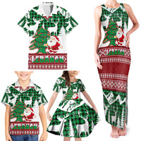 Lebanon Christmas Family Matching Tank Maxi Dress and Hawaiian Shirt with Santa Claus Reindeer Trees and Festive Knit Pattern - Wonder Print Shop