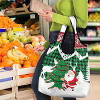 Lebanon Christmas Grocery Bag with Santa Claus Reindeer Trees and Festive Knit Pattern - Wonder Print Shop