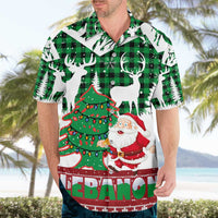 Lebanon Christmas Hawaiian Shirt with Santa Claus Reindeer Trees and Festive Knit Pattern - Wonder Print Shop