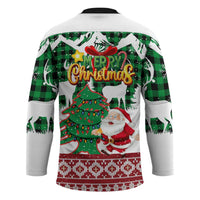 Lebanon Christmas Hockey Jersey with Santa Claus Reindeer Trees and Festive Knit Pattern - Wonder Print Shop