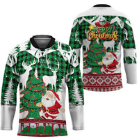 Lebanon Christmas Hockey Jersey with Santa Claus Reindeer Trees and Festive Knit Pattern - Wonder Print Shop