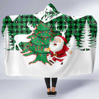 Lebanon Christmas Hooded Blanket with Santa Claus Reindeer Trees and Festive Knit Pattern - Wonder Print Shop