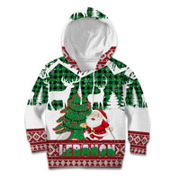 Lebanon Christmas Kid Hoodie with Santa Claus Reindeer Trees and Festive Knit Pattern - Wonder Print Shop