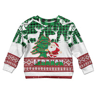Lebanon Christmas Kid Ugly Christmas Sweater with Santa Claus Reindeer Trees and Festive Knit Pattern - Wonder Print Shop