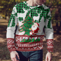 Lebanon Christmas Ugly Christmas Sweater with Santa Claus Reindeer Trees and Festive Knit Pattern - Wonder Print Shop