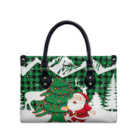 Lebanon Christmas Leather Bag with Santa Claus Reindeer Trees and Festive Knit Pattern - Wonder Print Shop