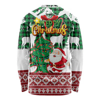 Lebanon Christmas Long Sleeve Shirt with Santa Claus Reindeer Trees and Festive Knit Pattern - Wonder Print Shop