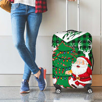 Lebanon Christmas Luggage Cover with Santa Claus Reindeer Trees and Festive Knit Pattern - Wonder Print Shop