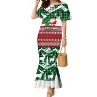 Lebanon Christmas Mermaid Dress with Santa Claus Reindeer Trees and Festive Knit Pattern - Wonder Print Shop