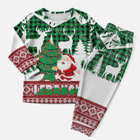 Lebanon Christmas Pajama Set with Santa Claus Reindeer Trees and Festive Knit Pattern - Wonder Print Shop