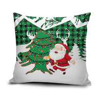 Lebanon Christmas Pillow Cover with Santa Claus Reindeer Trees and Festive Knit Pattern - Wonder Print Shop