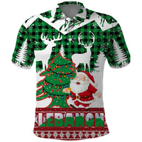 Lebanon Christmas Polo Shirt with Santa Claus Reindeer Trees and Festive Knit Pattern - Wonder Print Shop