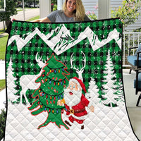 Lebanon Christmas Quilt with Santa Claus Reindeer Trees and Festive Knit Pattern - Wonder Print Shop