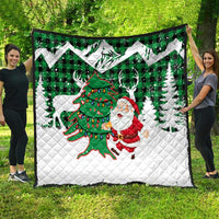 Lebanon Christmas Quilt with Santa Claus Reindeer Trees and Festive Knit Pattern - Wonder Print Shop