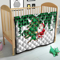 Lebanon Christmas Quilt with Santa Claus Reindeer Trees and Festive Knit Pattern - Wonder Print Shop