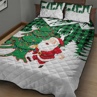 Lebanon Christmas Quilt Bed Set with Santa Claus Reindeer Trees and Festive Knit Pattern - Wonder Print Shop
