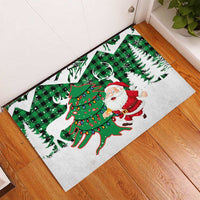 Lebanon Christmas Rubber Doormat with Santa Claus Reindeer Trees and Festive Knit Pattern - Wonder Print Shop