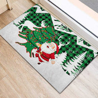 Lebanon Christmas Rubber Doormat with Santa Claus Reindeer Trees and Festive Knit Pattern - Wonder Print Shop