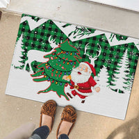 Lebanon Christmas Rubber Doormat with Santa Claus Reindeer Trees and Festive Knit Pattern - Wonder Print Shop