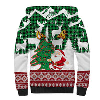 Lebanon Christmas Sherpa Hoodie with Santa Claus Reindeer Trees and Festive Knit Pattern - Wonder Print Shop