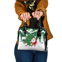 Lebanon Christmas Shoulder Handbag with Santa Claus Reindeer Trees and Festive Knit Pattern - Wonder Print Shop