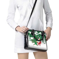 Lebanon Christmas Shoulder Handbag with Santa Claus Reindeer Trees and Festive Knit Pattern - Wonder Print Shop
