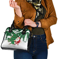 Lebanon Christmas Shoulder Handbag with Santa Claus Reindeer Trees and Festive Knit Pattern - Wonder Print Shop