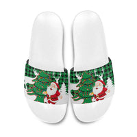 Lebanon Christmas Slide Sandals with Santa Claus Reindeer Trees and Festive Knit Pattern - Wonder Print Shop