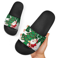 Lebanon Christmas Slide Sandals with Santa Claus Reindeer Trees and Festive Knit Pattern - Wonder Print Shop