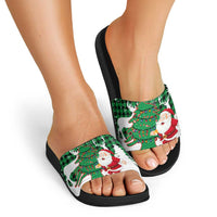 Lebanon Christmas Slide Sandals with Santa Claus Reindeer Trees and Festive Knit Pattern - Wonder Print Shop