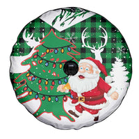 Lebanon Christmas Spare Tire Cover with Santa Claus Reindeer Trees and Festive Knit Pattern - Wonder Print Shop