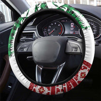 Lebanon Christmas Steering Wheel Cover with Santa Claus Reindeer Trees and Festive Knit Pattern - Wonder Print Shop