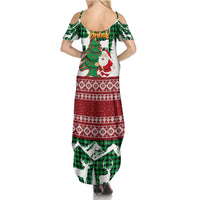 Lebanon Christmas Summer Maxi Dress with Santa Claus Reindeer Trees and Festive Knit Pattern - Wonder Print Shop
