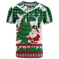Lebanon Christmas T Shirt with Santa Claus Reindeer Trees and Festive Knit Pattern - Wonder Print Shop