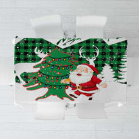 Lebanon Christmas Tablecloth with Santa Claus Reindeer Trees and Festive Knit Pattern - Wonder Print Shop