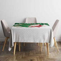 Lebanon Christmas Tablecloth with Santa Claus Reindeer Trees and Festive Knit Pattern - Wonder Print Shop