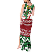 Lebanon Christmas Tank Maxi Dress with Santa Claus Reindeer Trees and Festive Knit Pattern - Wonder Print Shop