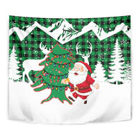 Lebanon Christmas Tapestry with Santa Claus Reindeer Trees and Festive Knit Pattern - Wonder Print Shop
