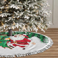 Lebanon Christmas Tree Skirt with Santa Claus Reindeer Trees and Festive Knit Pattern - Wonder Print Shop