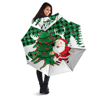 Lebanon Christmas Umbrella with Santa Claus Reindeer Trees and Festive Knit Pattern - Wonder Print Shop