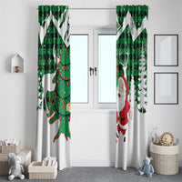 Lebanon Christmas Window Curtain with Santa Claus Reindeer Trees and Festive Knit Pattern - Wonder Print Shop