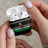 Christmas Golf AirPods Case with Elf Golfer Argyle Plaid and Snowflake Pattern - Wonder Print Shop