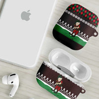 Christmas Golf AirPods Case with Elf Golfer Argyle Plaid and Snowflake Pattern - Wonder Print Shop