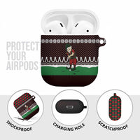 Christmas Golf AirPods Case with Elf Golfer Argyle Plaid and Snowflake Pattern - Wonder Print Shop